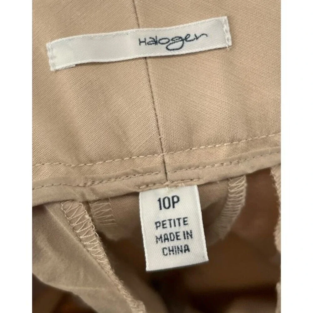Halogen Pants Women's Size 10 Petite Beige Cotton Blend Wide Leg Capri